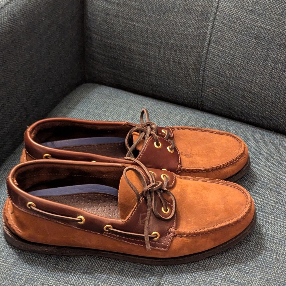 Sperry Top-Sider Boat Shoes Brown Leather Suede Moccasin Mens 10W
